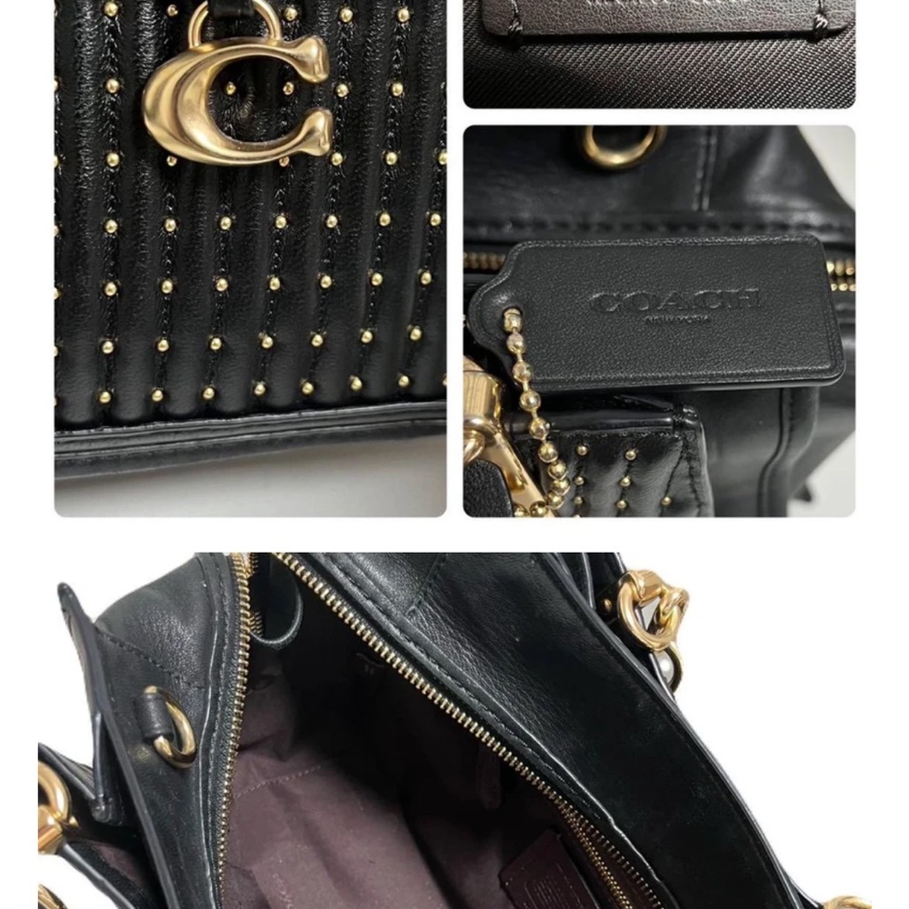 Coach 2way dreamer shoulder bag black studs rivets - Picture 4 of 7